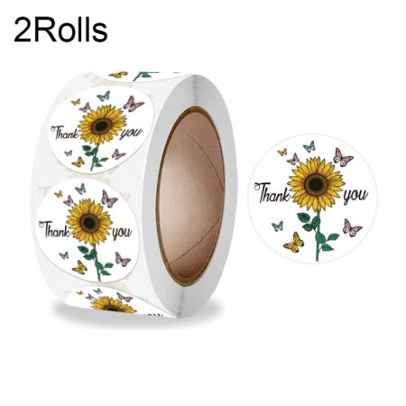 2 Rolls Animal Decoration Envelope Sealing Sticker Thank You  Label, 2.5cm