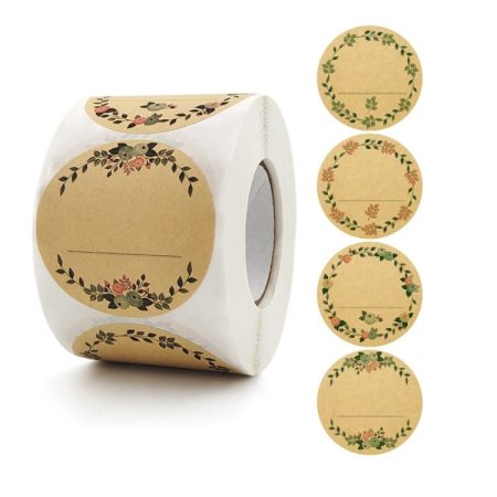 Rolled Handwritten Kraft Paper Sticker Gift Wedding Baking Decoration Label, 2 Inch / 50mm