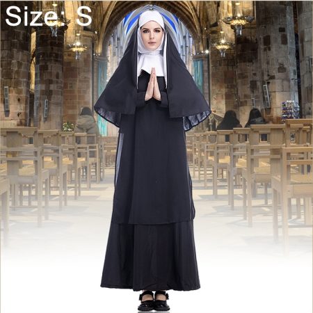 Halloween Costume Women Nun Missionary Cosplay Clothing, Size:S, Size:M, Size:L, Size:XL