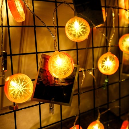 20 LEDs Teenage Style Warm Fairy Decorative Lamp for Christmas, Wedding, Bedroom, Orange Lemon, Green Lemon, Yellow Lemon