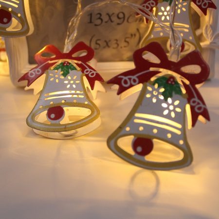 10 LEDs 2 x AA Batteries Box Powered Warm Fairy Decorative Lamp for Christmas, Party, Bedroom, 1.5m Painted Christmas Bell Warm White