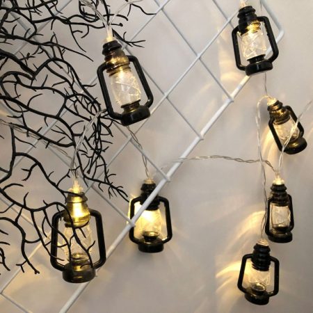 Christmas Lantern Festival Decoration Retro Kerosene Lamp LED String, 1.5m 10LEDs/ Black, 3m 20LEDs/ Black
