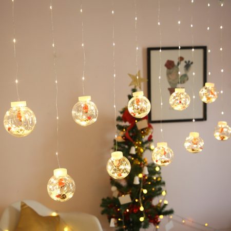 LED Copper Wire Curtain Light Wishing Ball Christmas Decoration String Lights, Random Style Delivery, EU Plug, US Plug
