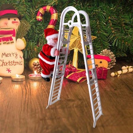Electric Santa Claus Toy Christmas Children Gift Decoration, Double Ladder C, Ladder A House, Climbing Beads, Red Ladder