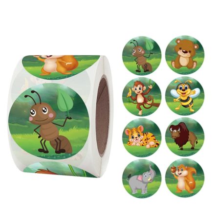 Roll Children Animal Cartoon Stickers Holiday Decoration Label, 3.8cm / 1.5inch