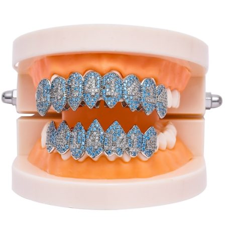 Halloween Vampire 8 Zircon Hip Hop Braces, Platinum Suit, Gold Suit, Platinum Upper Teeth, Platinum Lower Teeth, Gold Upper Teeth, Gold Lower Teeth