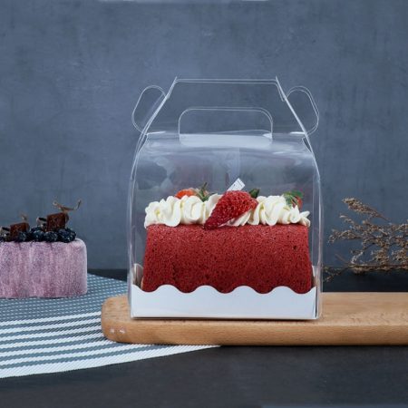 50 Pieces Portable Long Cake Roll Transparent Box Pastry Baking Packaging Box, Small Roll (13x8x10cm), Half Roll (16x9x9cm)