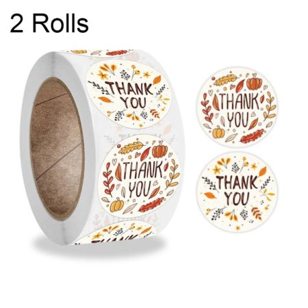 2 Rolls K-54 Thank You Floral Gift Decoration Sticker Label, Size: 2.5cm, 2.5cm, 3.8cm