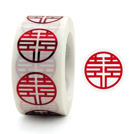 Wedding Happy Word Sticker Envelope Sealing Sticker Sugar Box Red Envelope Wedding Label, Diameter:, Colour: 25mm, 25mm, 38mm