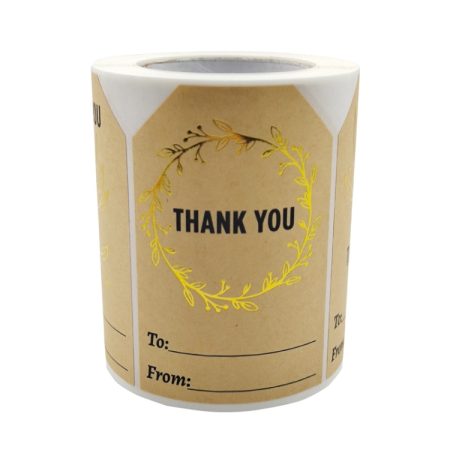 Kraft Paper Thank You Hot Stamping Sticker Gift Wrapping Decoration Label, K-74 Sticker