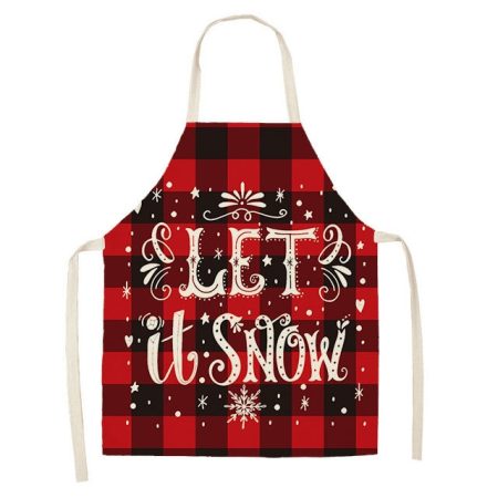 Christmas Plaid Series Cotton And Linen Apron Household Cleaning Overalls, 47 x 38cm