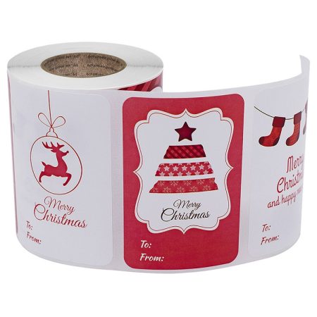 LG-Q090904-50/75 Red Christmas Elk Sticker Self Adhesive Gift Label, LG-Q090904-50/75