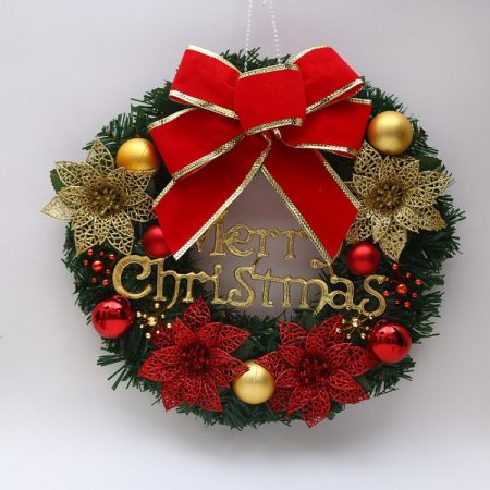 Christmas Decoration Wreath Garland Rattan Door Hanging, Red Flower, Double Clock, Chain, Gold, Double Bell Gift Pack, Big Branch, Old Man, Big Branch, Snowman, Bulls, Swan, Lemon, Cotton