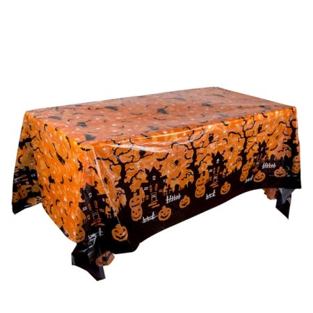 Christmas Halloween Party Event Decoration Tablecloth, Orange Pumpkin, Black Pumpkin, Black Ghost, Gray Bat, Green Pumpkin, Purple Spider, Red Snowman, Geometry, Blue Snowman, Green Biscuits
