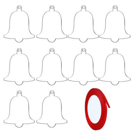 10pcs Clear Acrylic Christmas Decoration Hangers DIY Blank Xmas Tree Ornament With Rope, Bell, Christmas Tree, Round, House, Gift Box, Snowman, Hat, Triangle Round, Snowflake