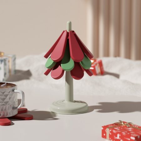Christmas Tree Heat Resistant Table Mat Household Foldable Thermal Insulated Placemat Pot Mat, Round Base, Square Base