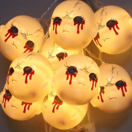 LED Halloween Decoration Atmosphere Layout Ghost Face Light String, 1.5m 10 LEDs Always On, 3m 20 LEDs Flashing, 6m 40 LEDs Flashing