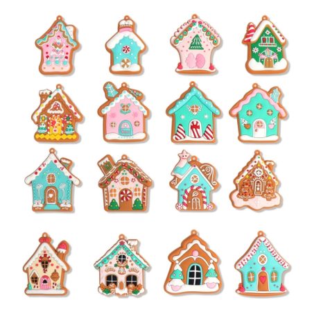 PVC Christmas House Pendants Christmas Tree Decorations Scene Arrangement Props, 16pcs /Set, 8pcs /Set A, 8pcs /Set B