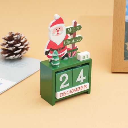 Children Toy Christmas Gift Wooden Calendar Christmas Eve Desktop Ornament, Santa Claus, Snowman, Moose, Calendar Tree Red, Calendar Tree Green, Calendar Tree White