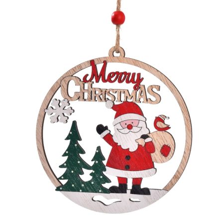 Christmas Day Decoration Hollow Wooden Pendant, Gift Santa Claus, Sled Santa Claus, Snowman, Moose