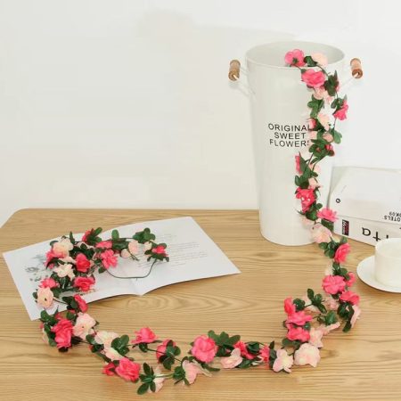 2pcs Simulated Rose Vine Plant Wedding Living Room Christmas Decoration, Light Pink + Dark Pink, Champagne + Sunset Red, Light Purple + Dark Purple, White + Blue, Bright Red, Yellow + Dark Pink, Rose Red, Autumn Style Rose Red, Autumn Style White