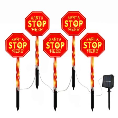 Outdoor LED Ground Plug Solar Christmas Road Sign, Octagonal Road Sign, Rectangular Snowman Road Sign, Hat Snowflake Road Sign, Christmas Tree, Lollipop