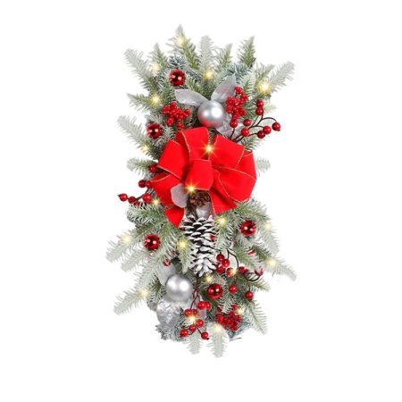 Christmas Wreath Rattan Door Pendant Decoration, K1-25 Warm Light 45cm, K1-25 Colored Light 45cm, K1-23 Four Spruce Colored Light 45cm, K1-23 Four Spruce Warm Light 45cm, U2-47 Warm Light 55cm, K1-2 Water Drop 47cm, K1-4 Wine Red Snowflake 50cm...