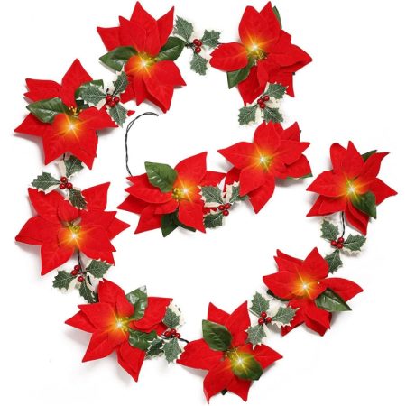 Safflower + Red Fruit Christmas Decoration Christmas Flower Lights String LED Colourful Lights Christmas Garland, 2m 10 Lights Battery Box, 2m 10 Lights USB, 3m 20 Lights Battery Box