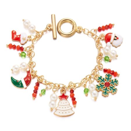 Christmas Tree Santa Claus Charm Bracelet, BR24Y0466-1, BR24Y0466-2, BR24Y0466-3