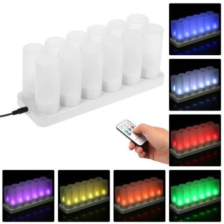12pcs /Set Rechargeable Candle Lamp Colorful Lighting Romantic Holiday Light with Remote Control, Colorful US Plug, Colorful UK Plug, Colorful AU Plug, Colorful EU Plug