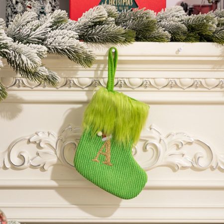 Knitted Letter Christmas Sock DIY Home Hangings, A, B, C, D, E, F, G, H, I, J, K, L, M, N, O, P, Q, R, S, T, U, V, W, X