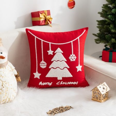 45x45cm Christmas Decoration Pillowcase Cartoon Printing Embroidery Pillow Cushion, Pillow Core Not Included, Type 1, Type 2, Type 3, Type 4, Type 5, Type 6, Type 7, Type 8, Type 9, Type 10, Type 11, Type 12, Type 14