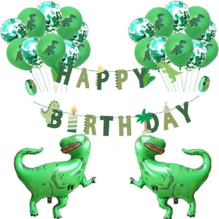 Dinosaur Theme Party Set Birthday Letter Pull Flag Aluminum Film Sequin Dinosaur Balloon Children Birthday Arrangement Decoration, Dinosaur Theme Party Set