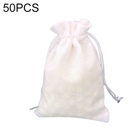 50 PCS Multi size Linen Jute Drawstring Gift Bags Sacks Wedding Birthday Party Favors Drawstring Gift Bags, 10x14cm