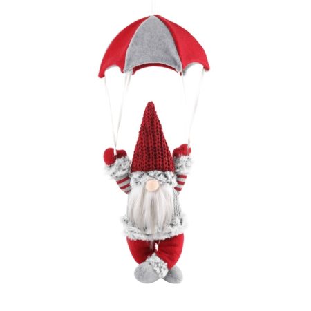 Faceless Skydiving Santa Claus Christmas Window Hanging Decorations, Red Hat, Grey Hat