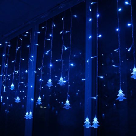 3.5M 96 Leds Curtain Christmas Tree Icicle String Lights Fairy Lights Christmas New Year Lights Wedding Party Decoration, 110V US Plug