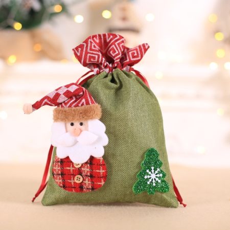Creative Christmas Gift Bag Children Burlap Beam Apple Bag Candy Cookie Bag, Old Man, Snowman