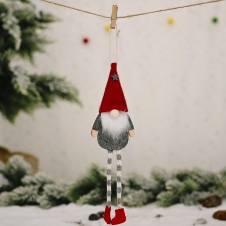 Christmas Ornaments Forest Old Man Doll Pendant, Red Hat, Gray Hat, Beige Hat