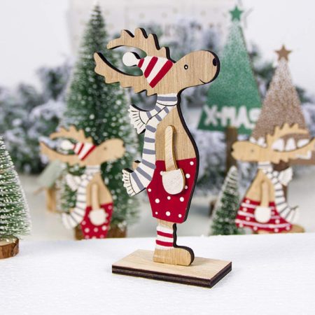 Christmas Decoration Wooden Painted Christmas Elk Ornaments