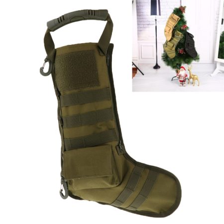 Christmas Stocking Gift Bag Outdoor Sports Ornament Storage Bag, Green, Black, Mud Color