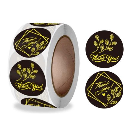 Thank You Hot Stamping Sticker Floral Wedding Gift Decoration Label, K-80-25mm, K-81-25mm