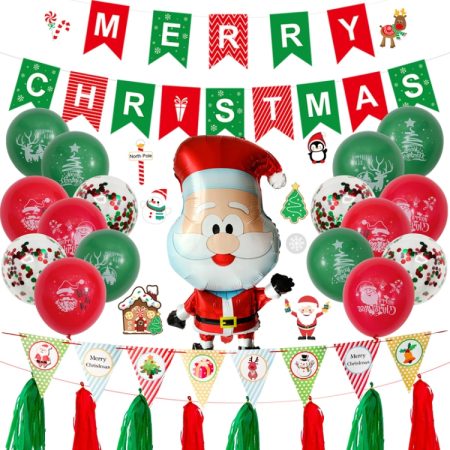 Christmas Pull Flag Aluminum Film Balloon Window Party Decoration Balloons Set, Gift, Cute Elderly