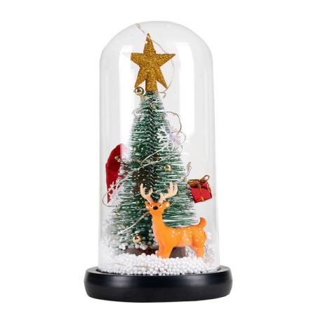 Christmas Cedar Window Display Glass Cover LED Light Ornaments, Star Deer, Furball Deer, Star Santa Claus