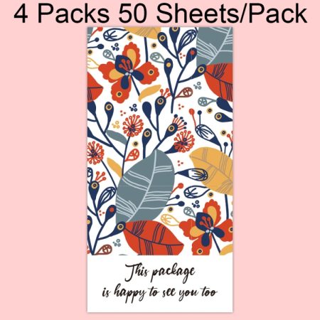 4 Packs 50 Sheets/Pack  Green Leaf Rectangular Stickers Gift Box Sealing Stickers, A1, A2, A3