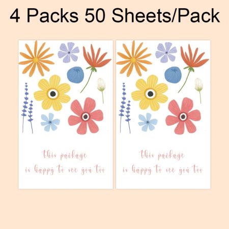4 Packs 50 Sheets/Pack  Green Leaf Rectangular Stickers Gift Box Sealing Stickers, A1, A2, A3