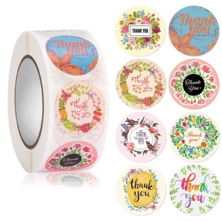 Floral Background Thank you Sticker Seal Sticker, 2.5cm / 1 Inch