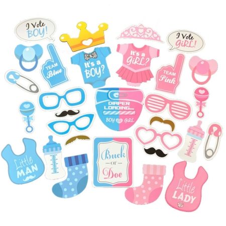 3 Sets Baby Birthday Party Gender Reveal Stickers Photo Props, 30PCS/Set Boy Girl Suit, 25PCS/Set Boys Suit, 25PCS/Set Girls Suit