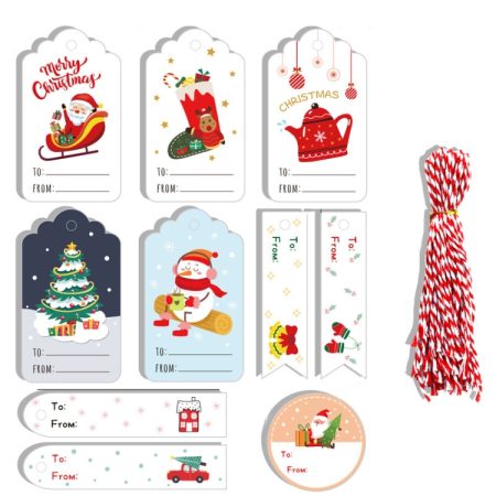 2 Packs 50pcs/set  Christmas Kraft Paper Tags Gift Wrapping Paper Labels, Series 1, Series 2, Series 3, Series 4, Series 5, Series 6, Series 7, Series 8, Series 9, Series 10, Series 11, Series 12, Series 13, Series 14