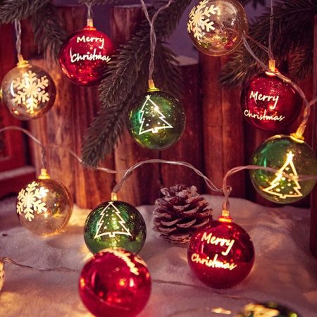 LED Christmas Decorative Ball Lights Party Scene Arrangement Lantern String, Spec:, Battery Type 1.5m, USB Type 1.5m, Battery Type 3m, USB Type 3m, Battery Type 4m, Battery Type 5m, Battery Type 6m, USB Type 6m