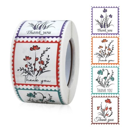 Thank You Square Self-adhesive Gift Food Packaging Seal Sticker Card Label, 38x38mm